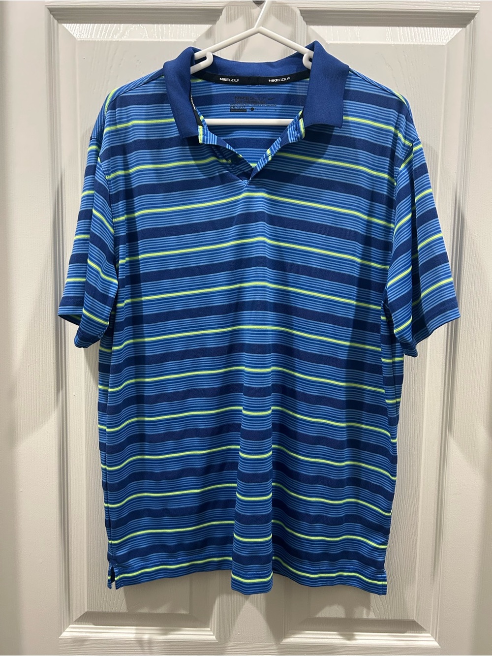 Men's Nike Golf Blue Striped Polo Shirt - Performance Golf Style